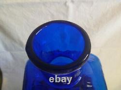 Blenko Sapphire Blue 15 3/4 Puzzle / Wiggle Vase #8904 Hank Adams Design