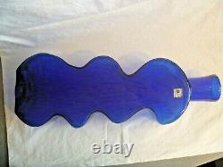 Blenko Sapphire Blue 15 3/4 Puzzle / Wiggle Vase #8904 Hank Adams Design