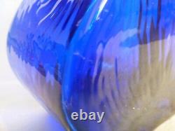 Blenko Sapphire Blue 15 3/4 Puzzle / Wiggle Vase #8904 Hank Adams Design