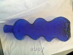 Blenko Sapphire Blue 15 3/4 Puzzle / Wiggle Vase #8904 Hank Adams Design