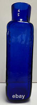 Blenko Vase Cobalt Blue Dimple Hank Adams 1991 15 1/2 #9029 Original Sticker