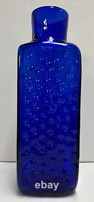 Blenko Vase Cobalt Blue Dimple Hank Adams 1991 15 1/2 #9029 Original Sticker