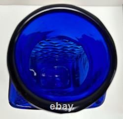 Blenko Vase Cobalt Blue Dimple Hank Adams 1991 15 1/2 #9029 Original Sticker