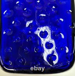 Blenko Vase Cobalt Blue Dimple Hank Adams 1991 15 1/2 #9029 Original Sticker