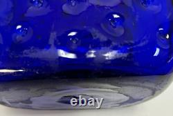 Blenko Vase Cobalt Blue Dimple Hank Adams 1991 15 1/2 #9029 Original Sticker