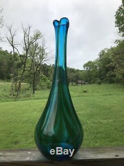 Blenko Vase Turquoise and Paw Paw Swirl