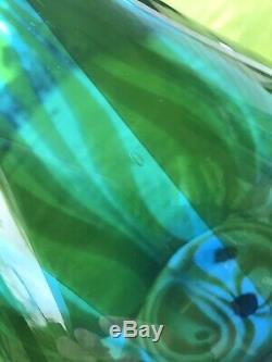 Blenko Vase Turquoise and Paw Paw Swirl