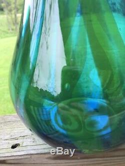 Blenko Vase Turquoise and Paw Paw Swirl