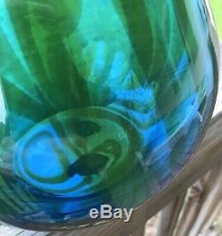 Blenko Vase Turquoise and Paw Paw Swirl