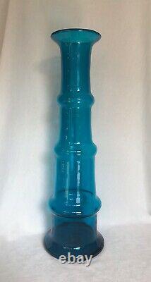 Blenko Wayne Husted Architectural Blue Glass Vase