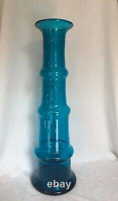 Blenko Wayne Husted Architectural Blue Glass Vase