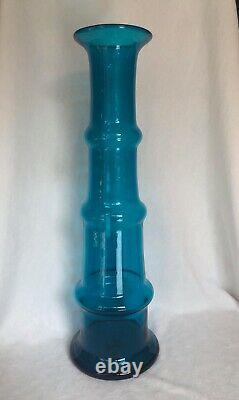 Blenko Wayne Husted Architectural Blue Glass Vase