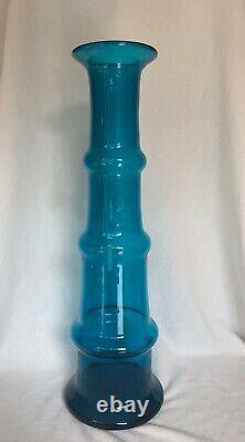 Blenko Wayne Husted Architectural Blue Glass Vase