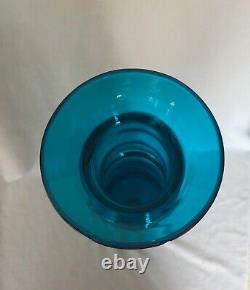Blenko Wayne Husted Architectural Blue Glass Vase