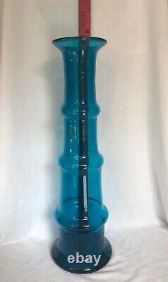 Blenko Wayne Husted Architectural Blue Glass Vase