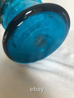 Blenko Wayne Husted Architectural Blue Glass Vase