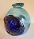 Blown Art Glass Vase Signed BLODGETT Brutalist Blue 6 Tall Heavy One of a Kind