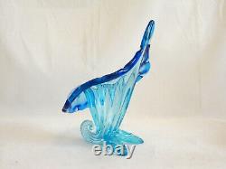 Blown Glass Blue Turquoise Art Glass Jack In The Pulpit Vase