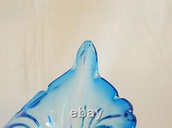 Blown Glass Blue Turquoise Art Glass Jack In The Pulpit Vase