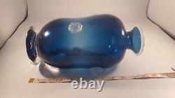 Blue And White Blown Art Glass Vase Charlie Golonkiewicz Rare Signed