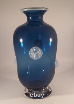 Blue And White Blown Art Glass Vase Charlie Golonkiewicz Rare Signed Unique