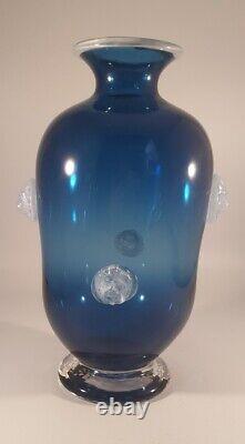 Blue And White Blown Art Glass Vase Charlie Golonkiewicz Rare Signed Unique