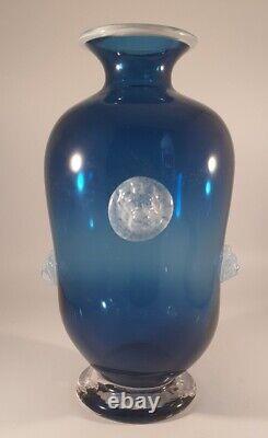 Blue And White Blown Art Glass Vase Charlie Golonkiewicz Rare Signed Unique