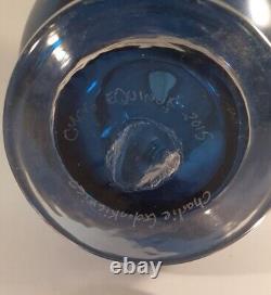 Blue And White Blown Art Glass Vase Charlie Golonkiewicz Rare Signed Unique