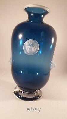 Blue And White Blown Art Glass Vase Charlie Golonkiewicz Rare Signed Unique