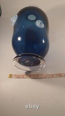 Blue And White Blown Art Glass Vase Charlie Golonkiewicz Rare Signed Unique