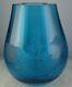 Blue Asian Japanese Vintage Peking Studio Art Glass Snow Mountain Vase Symbols