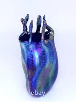 Blue Aurene Moana Vase With Silver Murano Design. Saul Alcaraz