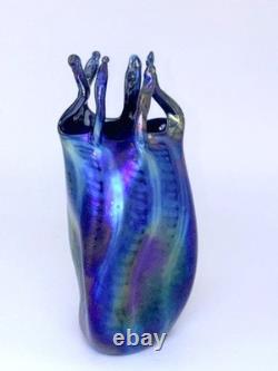 Blue Aurene Moana Vase With Silver Murano Design. Saul Alcaraz