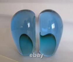 Blue BARBINI Italian Murano Sommerso Bookends