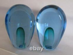 Blue BARBINI Italian Murano Sommerso Bookends