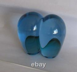 Blue BARBINI Italian Murano Sommerso Bookends