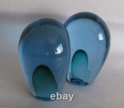 Blue BARBINI Italian Murano Sommerso Bookends