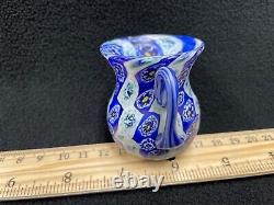 Blue Beauty on Antique Murano Millefiori Vase