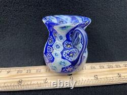 Blue Beauty on Antique Murano Millefiori Vase