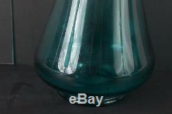 Blue Color 27 inch Vintage Retro Art Glass Swung Vase Style Decor Round Base