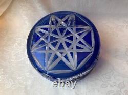 Blue Crystal Glass Cobalt Vase Carved Bowl Cup Fruit Colored
