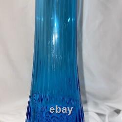 Blue Fenton Hobnail Swung Vase Mid Century Modern Large 20.5 Tall
