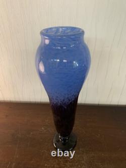 Blue Glass Paste Vase Signature Degué