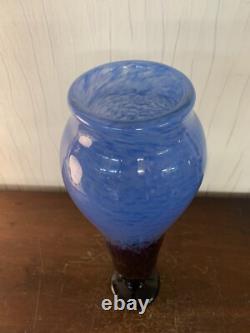 Blue Glass Paste Vase Signature Degué