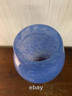 Blue Glass Paste Vase Signature Degué