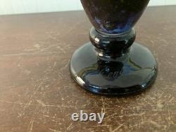 Blue Glass Paste Vase Signature Degué