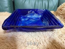 Blue Glass Vase 29cm Diameter Near Mint Condition