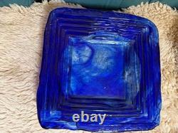 Blue Glass Vase 29cm Diameter Near Mint Condition