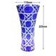 Blue Glass Vase Handmade Bohemian Style Hand Cut To Clear Crystal Art Deco