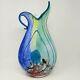 Blue Glass Vase Large 16 Tall Handle Pitcher 9 lbs Heavy Beautiful Piece